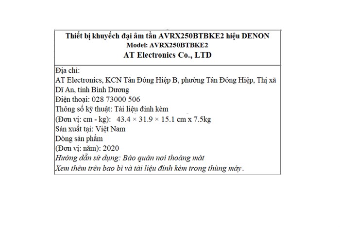 Amply Denon AVRX250BTBKE2 130W Màu Đen