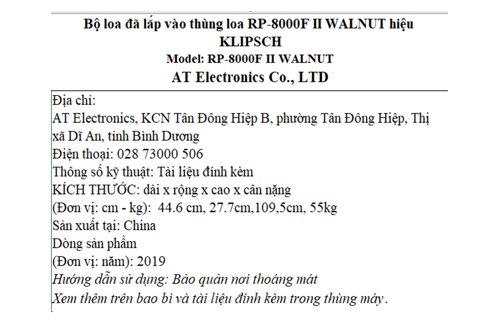 Cặp loa Klipsch RP-8000F II Walnut 600W Màu Đen - nâu