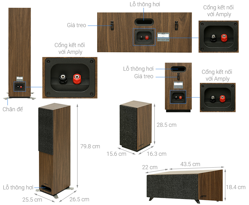 Bộ loa Jamo S805 HCS Walnut 400W