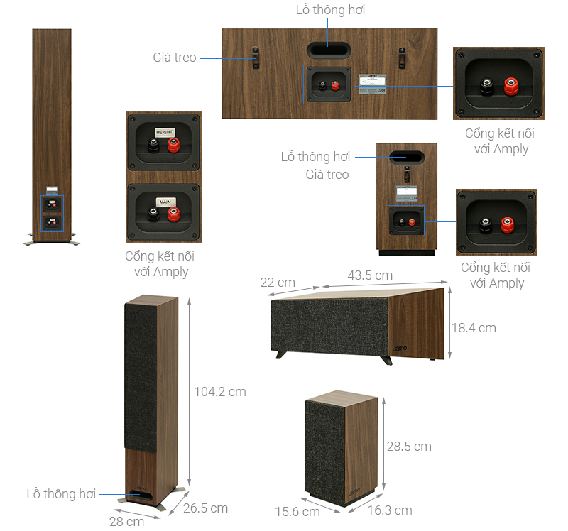 Bộ loa Jamo S809 HCS Walnut 480W