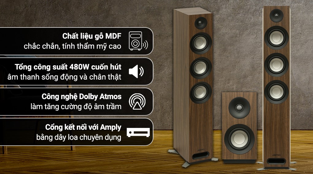 Bộ loa Jamo S809 HCS Walnut 480W hover