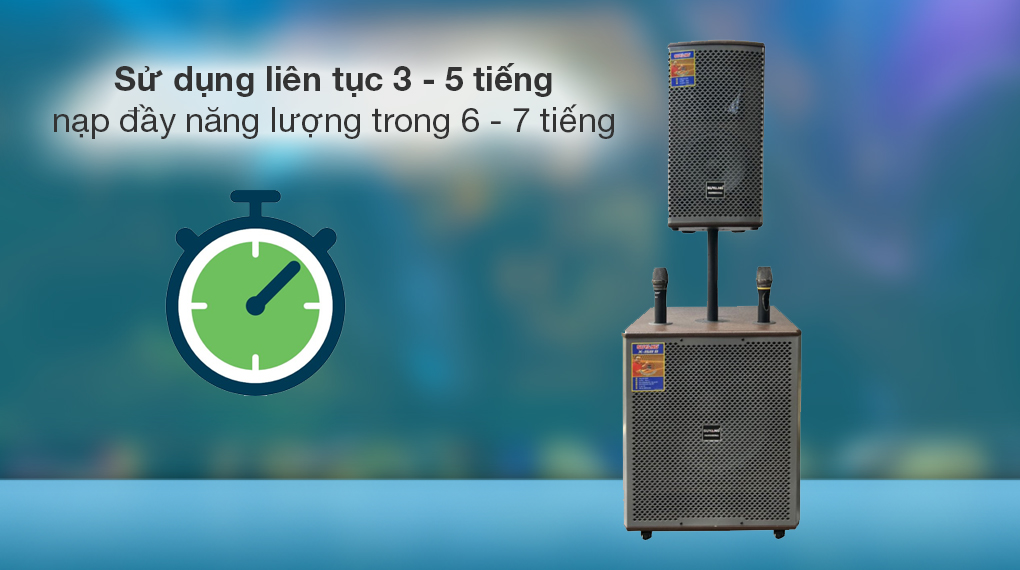 Loa kéo karaoke SuYang X-158B 850W - Thời gian sử dụng Loa kéo karaoke SuYang X-158B 850W - Thời gian sử dụng