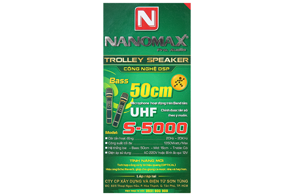 Loa kéo karaoke Nanomax S-5000 1350W Màu Đen - Vàng