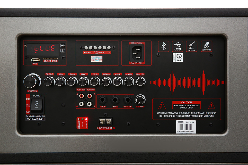 Loa kéo karaoke Jammy S8078K 1800W Màu Xám