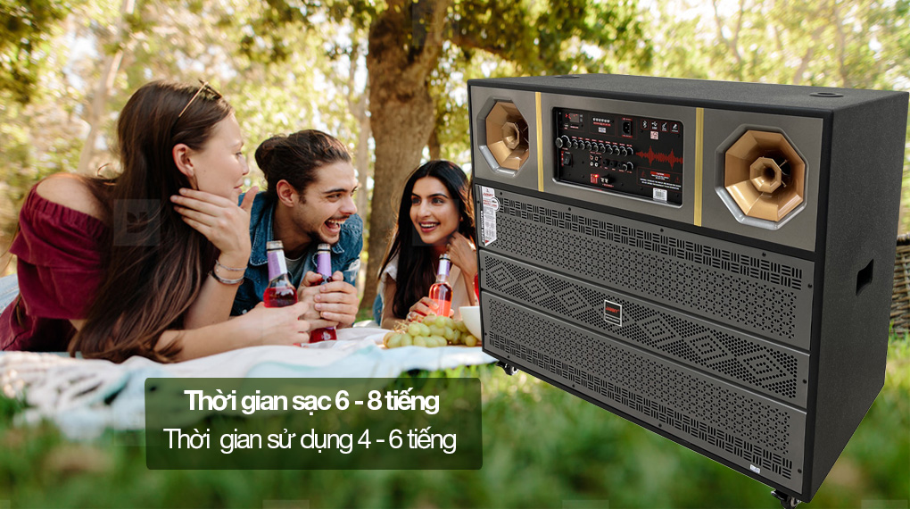 Loa kéo Karaoke Jammy S8078K - Thời gian sạc 6 - 8 tiếng, thời gian sử dụng 4 - 6 tiếng 