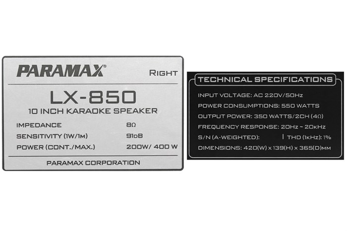 Combo bộ dàn âm thanh Paramax 850