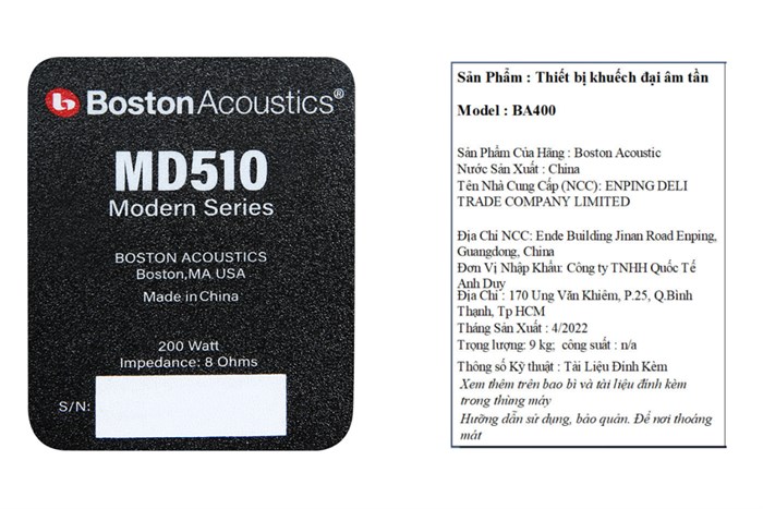 Combo bộ dàn âm thanh BA400-MD510