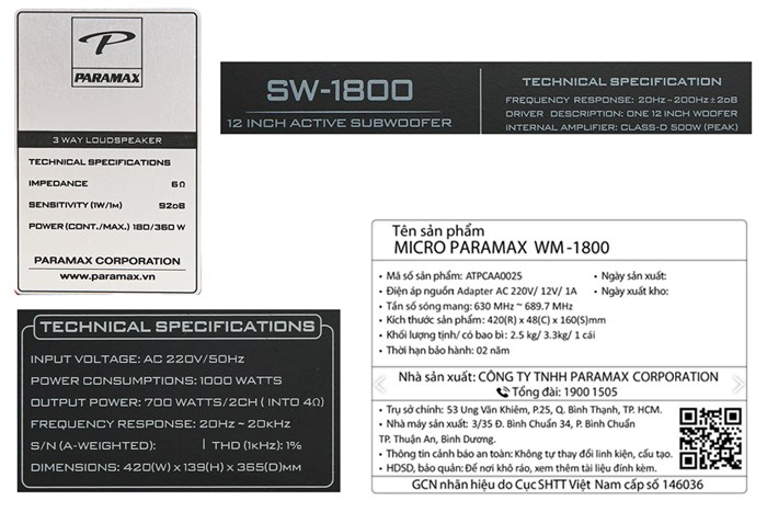 Combo bộ dàn âm thanh Paramax 2800