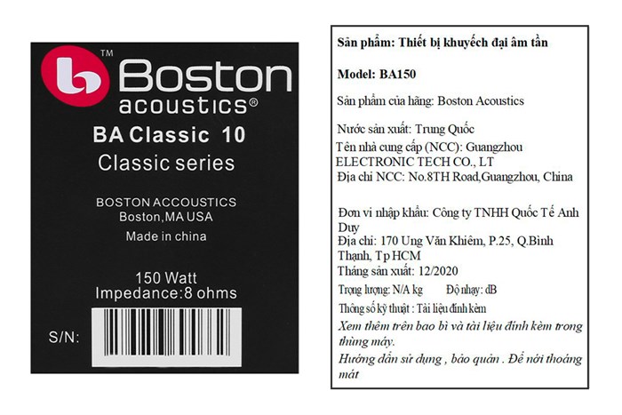 Combo bộ dàn âm thanh BA150-CLASSIC 10 Màu Đen