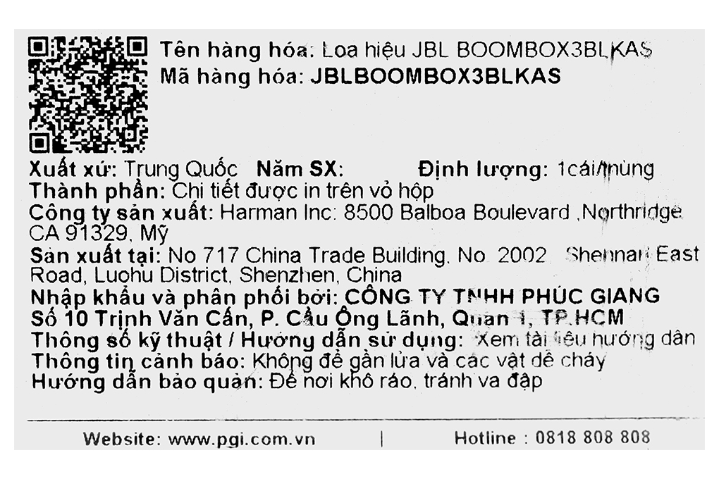 Loa Bluetooth JBL Boombox 3 Màu Đen