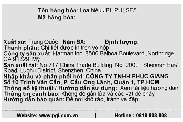 Loa Bluetooth JBL Pulse 5 Màu Đen