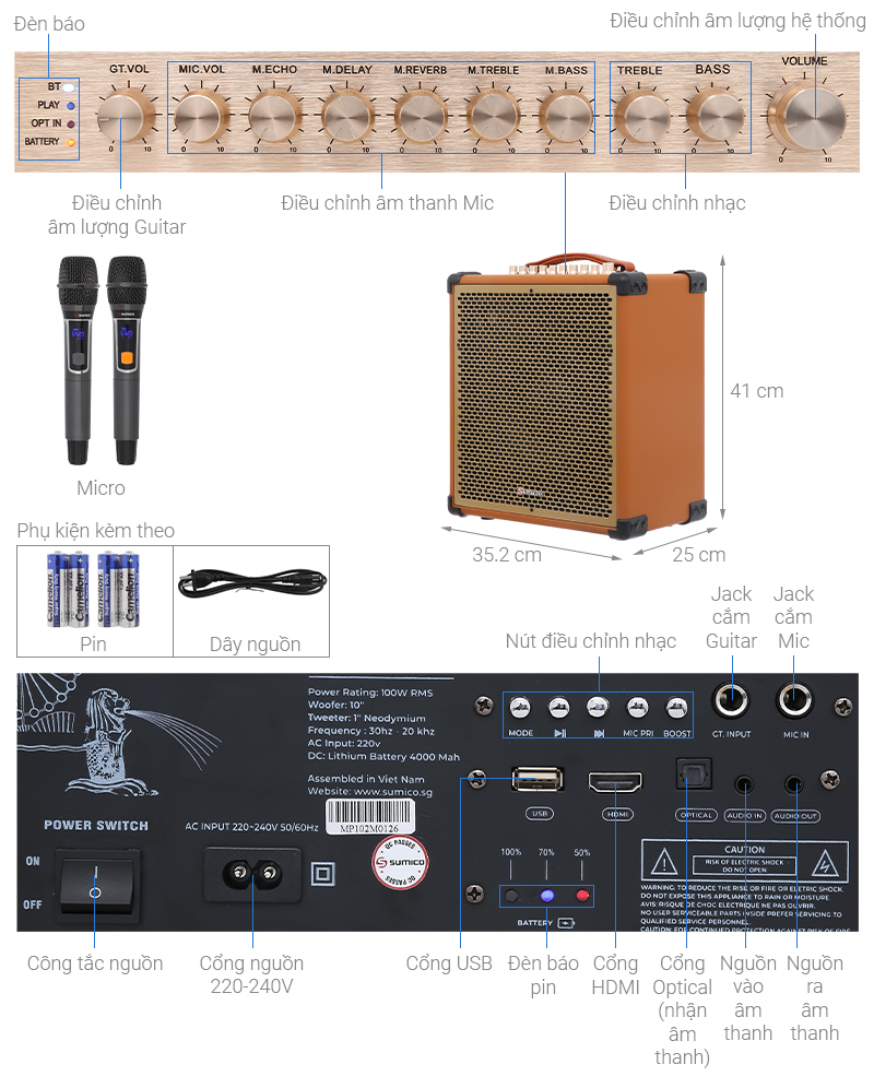 Loa karaoke xách tay Sumico MSP10 100W