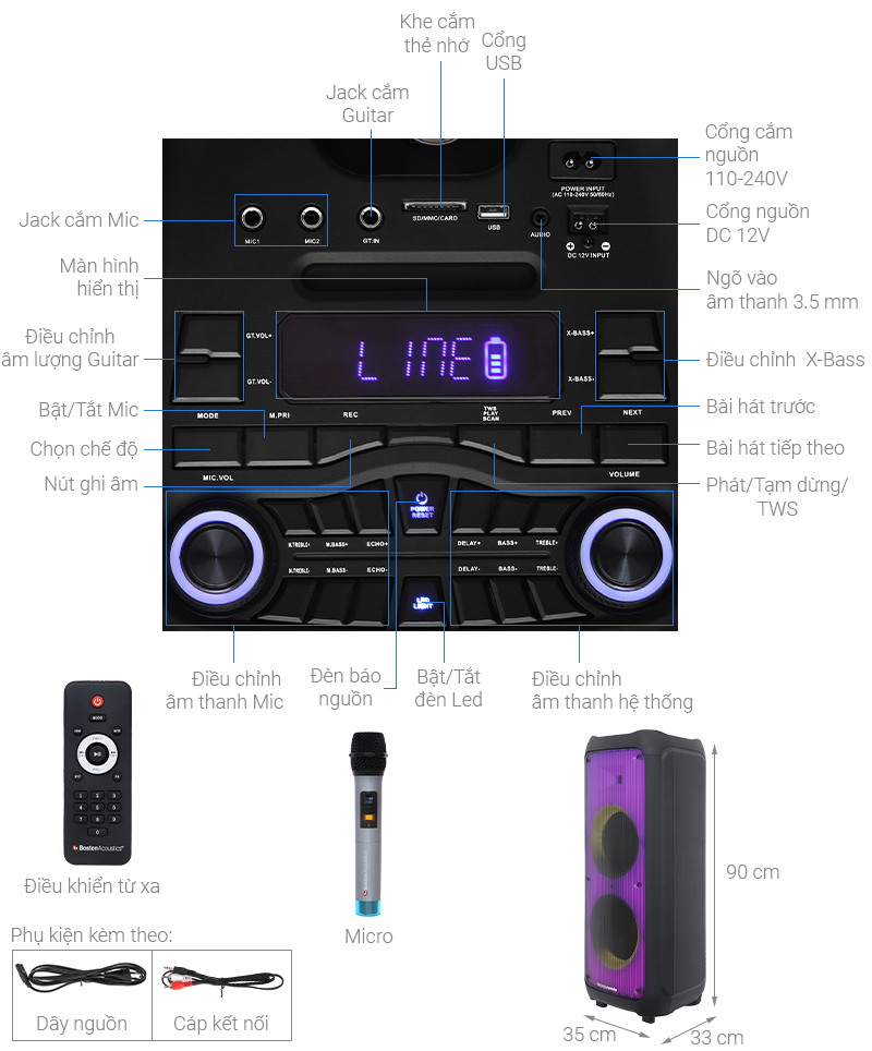 Loa kéo karaoke Boston Acoustics PARTY BOX BA-1002PB 200W - giá ...