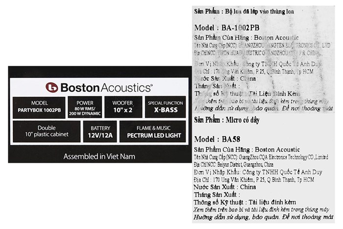 Loa kéo karaoke Boston Acoustics PARTY BOX BA-1002PB 200W Màu Đen