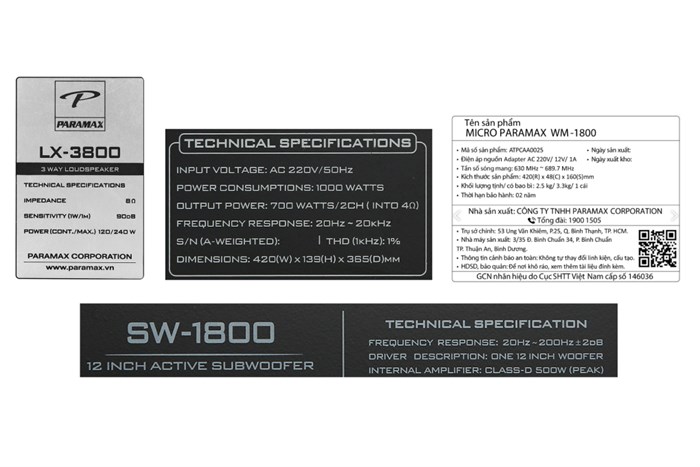 Combo bộ dàn âm thanh Paramax 3800