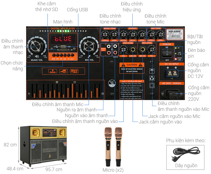 Loa kéo karaoke Birici NB-6889 1200W