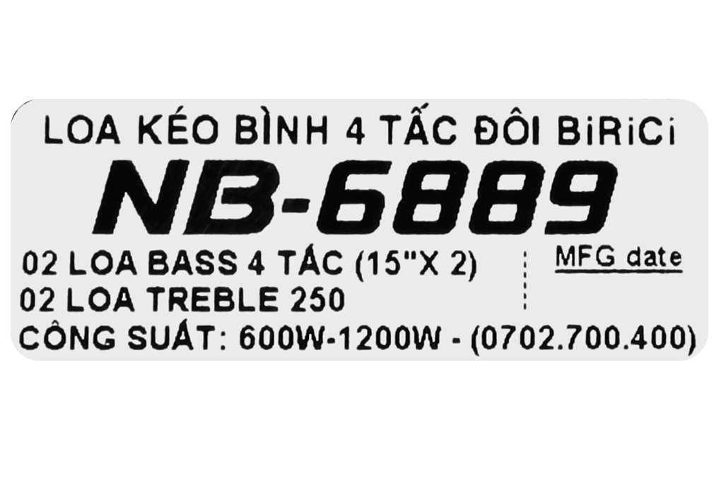 Loa kéo karaoke Birici NB-6889 1200W Màu Đen - Vàng