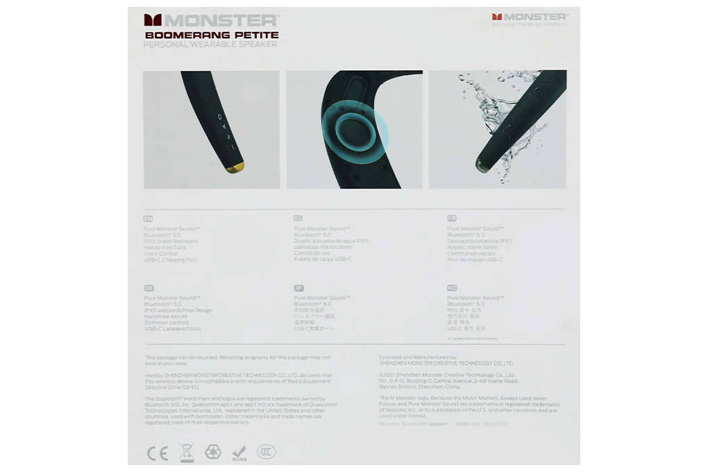 Loa Bluetooth Monster Boomerang Petite Màu Đen