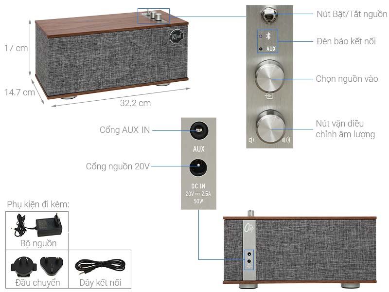 Loa Bluetooth Klipsch The One II Walnut