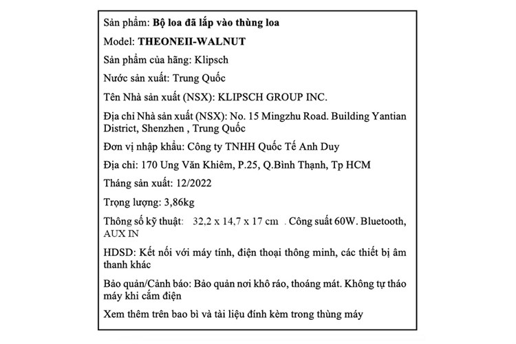 Loa Bluetooth Klipsch The One II Walnut Màu Nâu