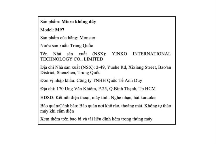 Micro không dây Monster M97 Màu Đen