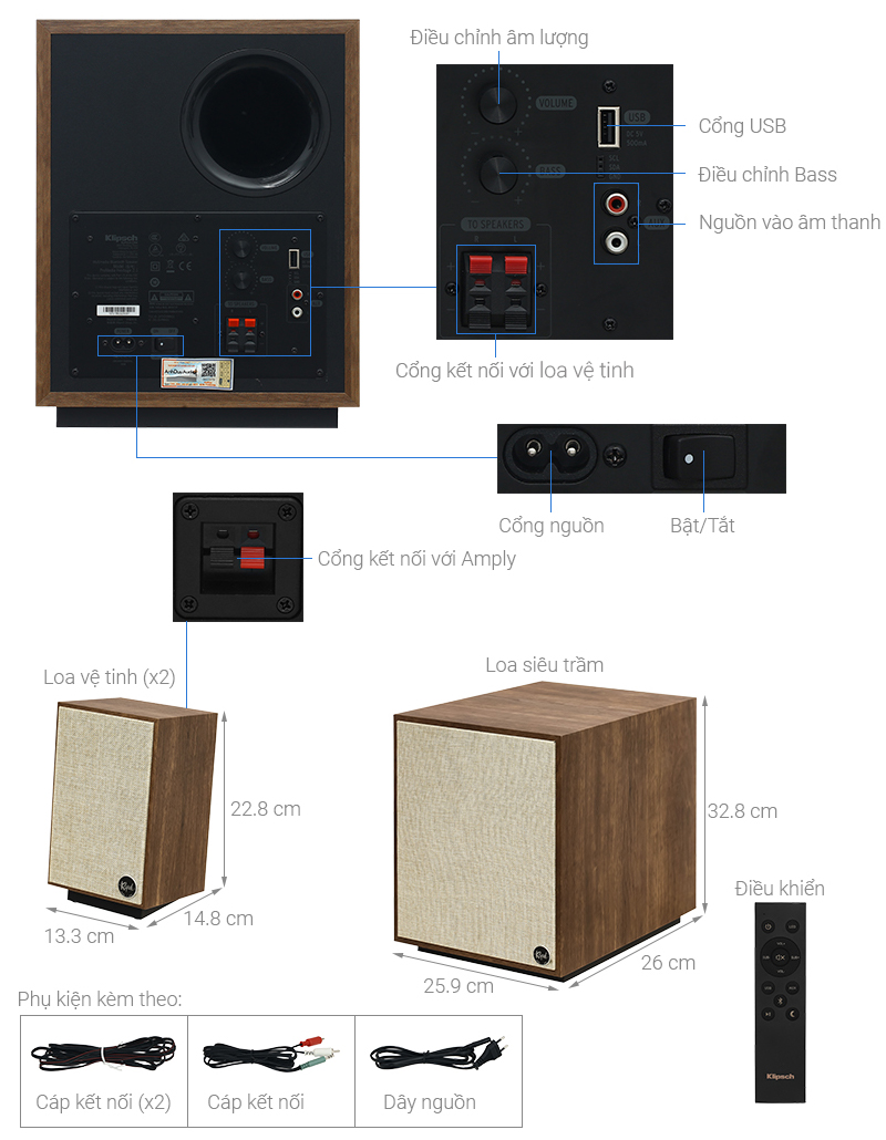 Loa Bluetooth Klipsch Promedia Heritage 2.1 Walnut