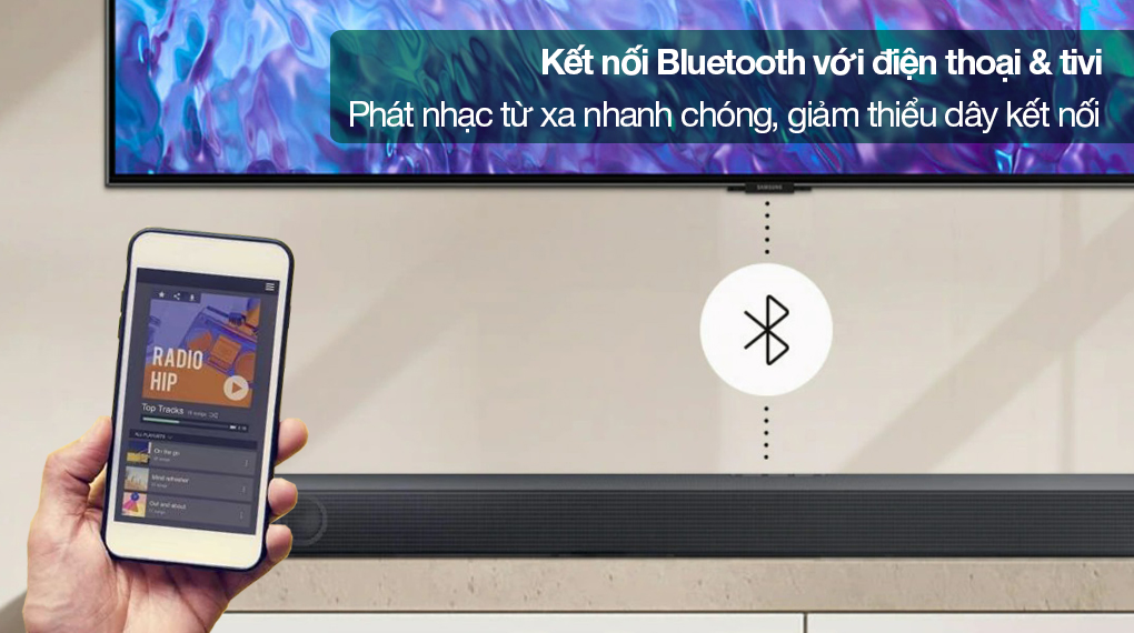 Bộ loa thanh Samsung HW-Q600C/XV 360W - Kết nối bluetooth với điện thoại và tivi hỗ trợ phát nhạc nhanh, giảm thiểu sử dụng dây kết nối rườm rà