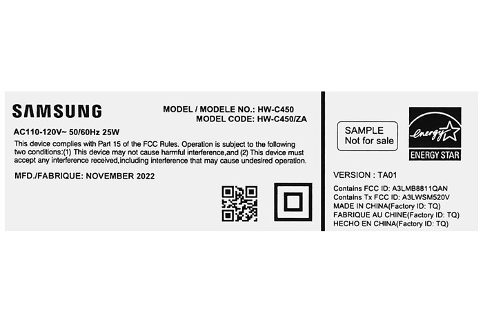 Bộ loa thanh Samsung HW-C450/XV 300W Màu Đen