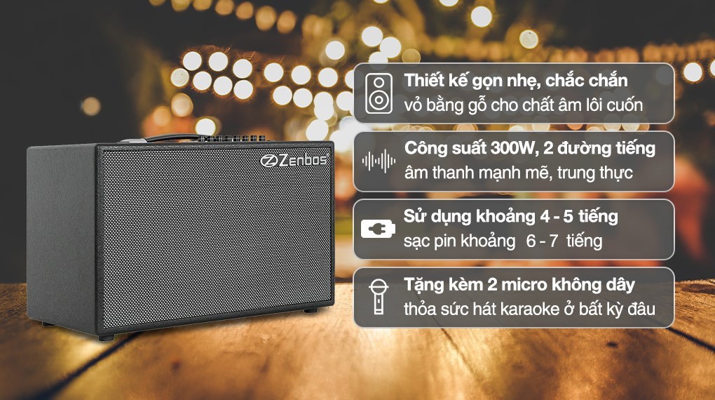 Loa karaoke xách tay Zenbos K-180 300W - 4