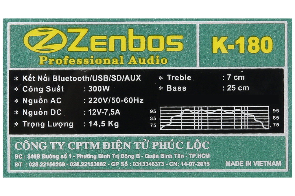 Loa karaoke xách tay Zenbos K-180 300W Màu Đen