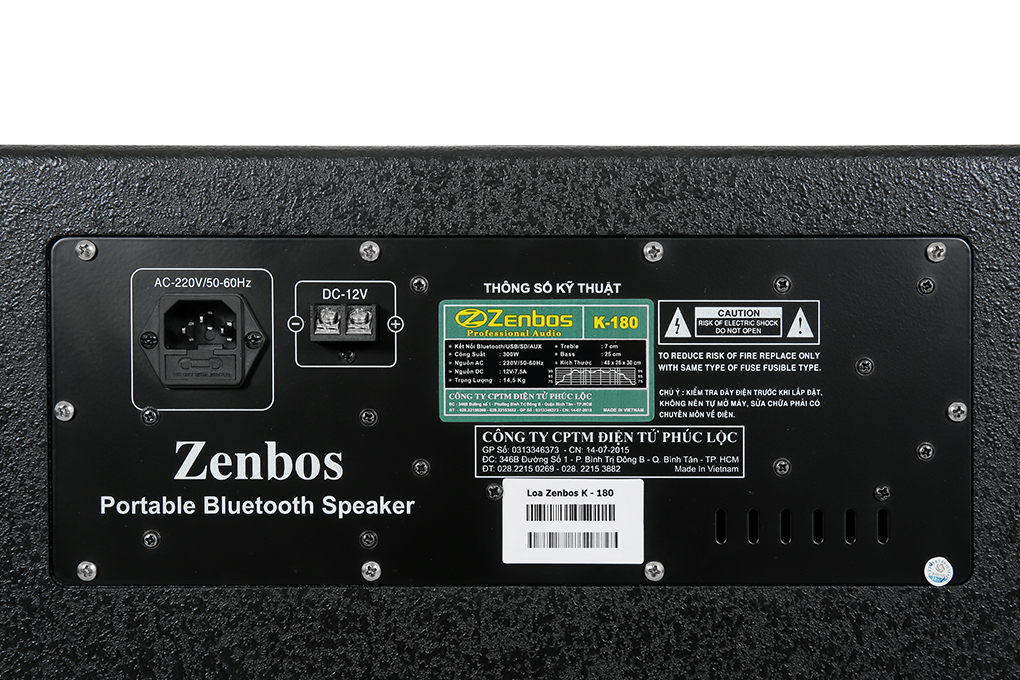 Loa karaoke xách tay Zenbos K-180 300W Màu Đen