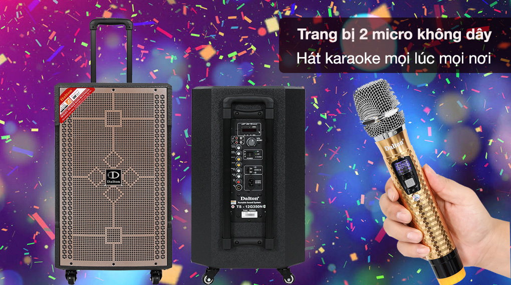 Loa kéo karaoke Dalton TS-12G350N 350W - Trang bị 2 micro giúp bạn hát karaoke mọi lúc mọi nơi