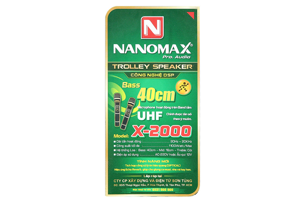 Loa kéo karaoke Nanomax X-2000 1100W Màu Đen
