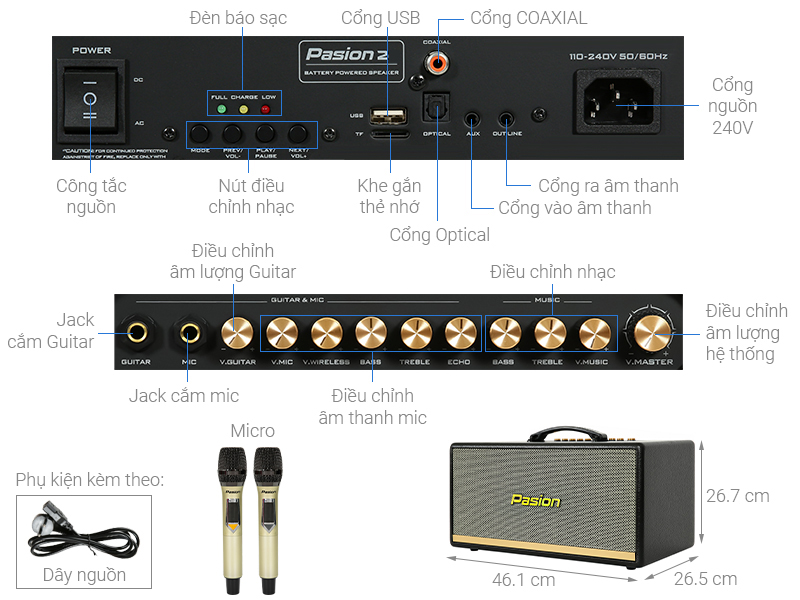 Loa karaoke xách tay PASION 2 400W