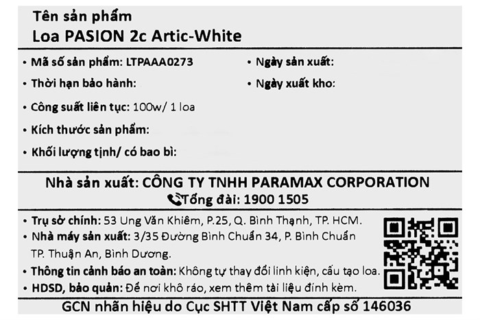 Loa karaoke xách tay PASION 2c White 400W Màu Trắng