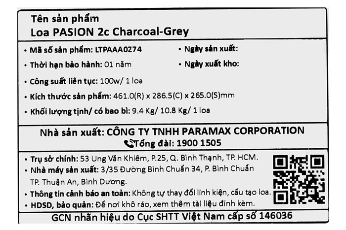 Loa karaoke xách tay PASION 2c Grey 400W Màu Xám