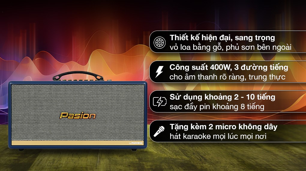 Loa karaoke xách tay PASION 2c Blue 400W
