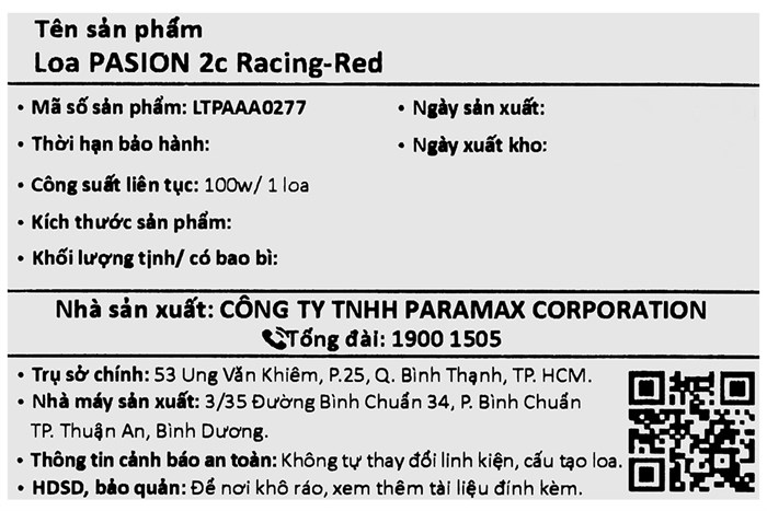 Loa karaoke xách tay PASION 2c Red 400W Màu Đỏ