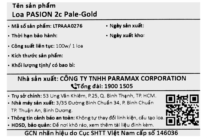 Loa karaoke xách tay PASION 2c Gold 400W Màu Vàng