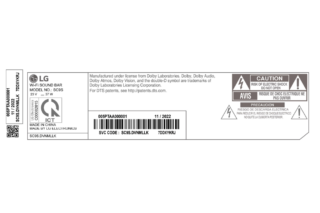 Bộ loa thanh LG SC9S 400W Màu Đen