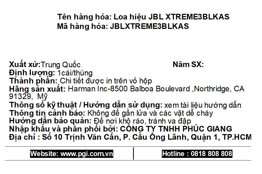 Loa Bluetooth JBL Xtreme 3 Màu Đen