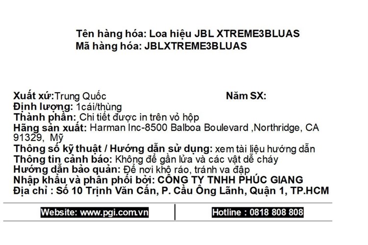 Loa Bluetooth JBL Xtreme 3 Màu Xanh Dương