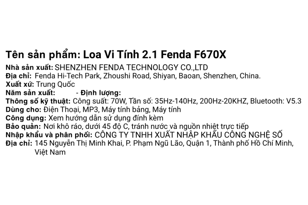Loa Vi Tính Bluetooth 2.1 Fenda F670X - 13