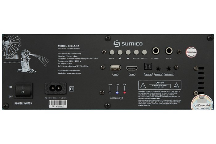 Loa karaoke xách tay Sumico BELLA 42 Blue 100W Màu Xanh Dương