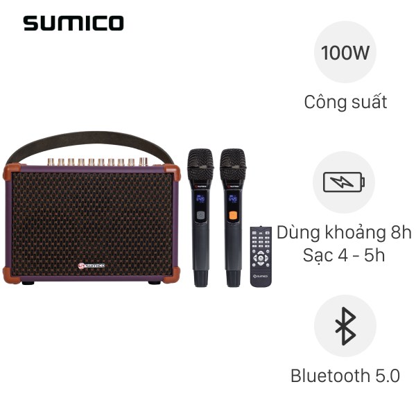 Loa karaoke xách tay Sumico BELLA 42 Purple 100W