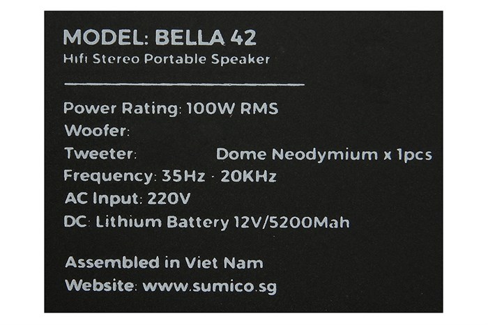 Loa karaoke xách tay Sumico BELLA 42 Purple 100W Màu Tím