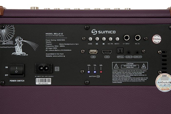 Loa karaoke xách tay Sumico BELLA 42 Purple 100W Màu Tím