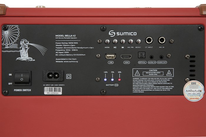 Loa karaoke xách tay Sumico BELLA 42 Red 100W Màu Đỏ