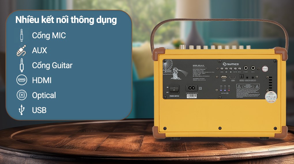 Loa karaoke xách tay Sumico BELLA 42 Yellow 100W