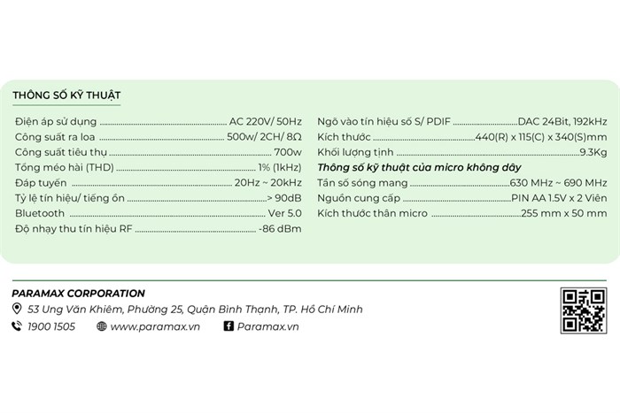 Amply Paramax Z-A450 500W Màu Đen - Vàng đồng